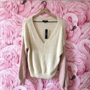 Lulu’s Colorblock Balloon Sleeve Fuzzy Sweater